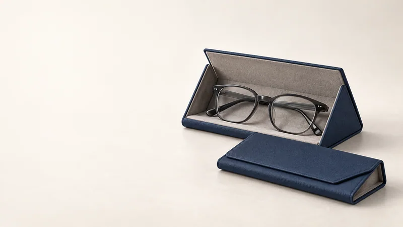 Fictional Foldaway Case concept by the invented Clear Harbor Optical Collective: product hero view.
